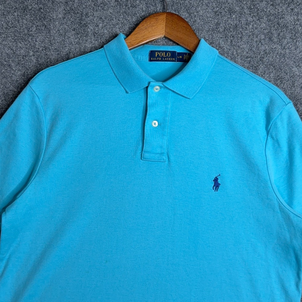 Polo Ralph Lauren Shirt Mens Large Light‎ Blue Short Sleeve Regular Fit Preppy - Picture 1 of 8